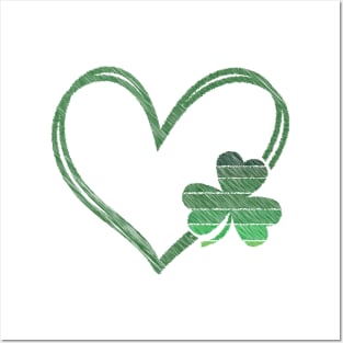 Green Heart Clover, St. Patrick's Day, Casual, Nature Inspired , Love, Spring Posters and Art